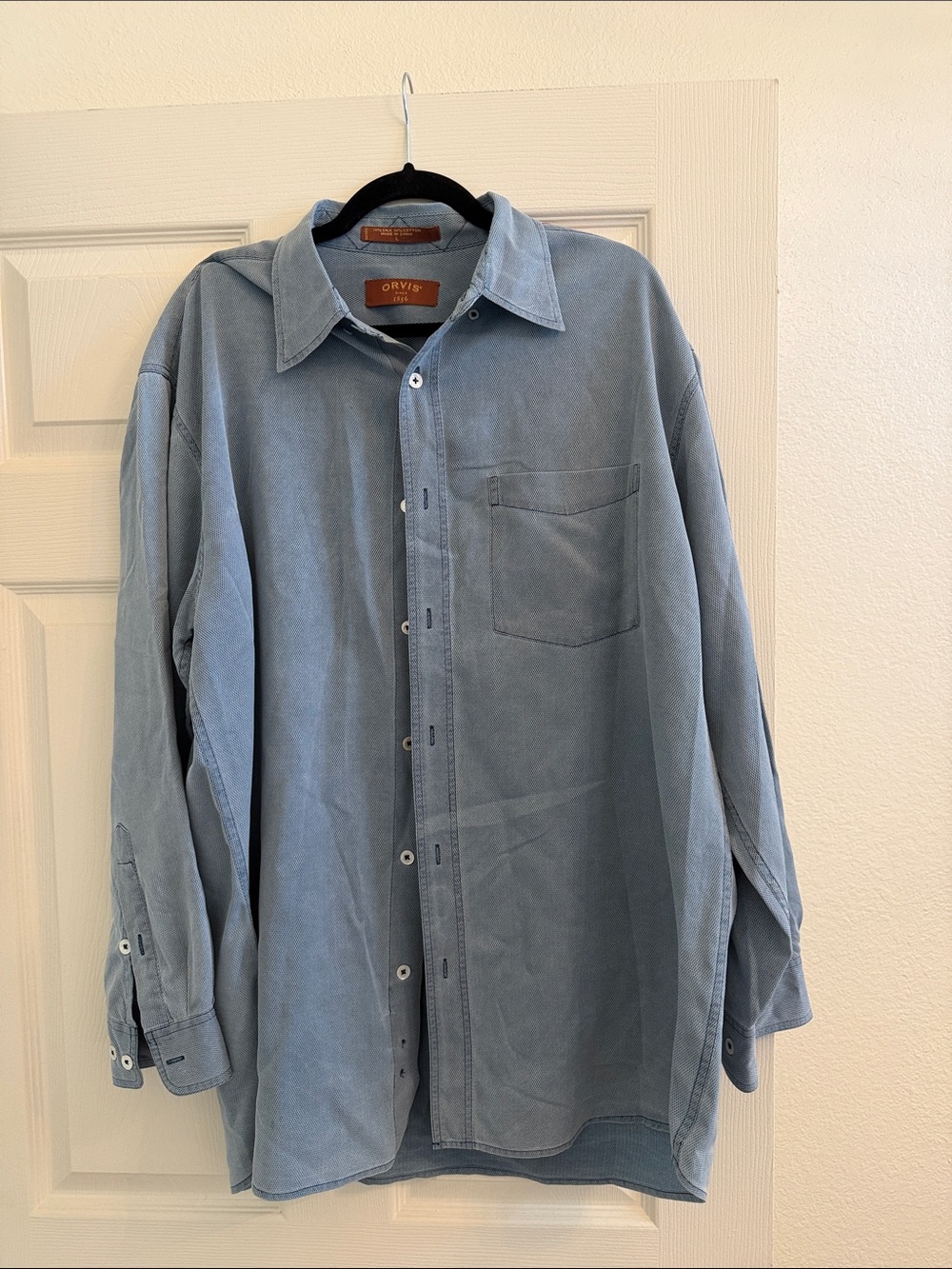 Orvis silk and cotton Dusty Blue Button-Down Shirt